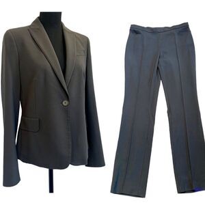 Akris Punto dark khaki green coordinate blazer jacket trouser pant suit set 10🔥